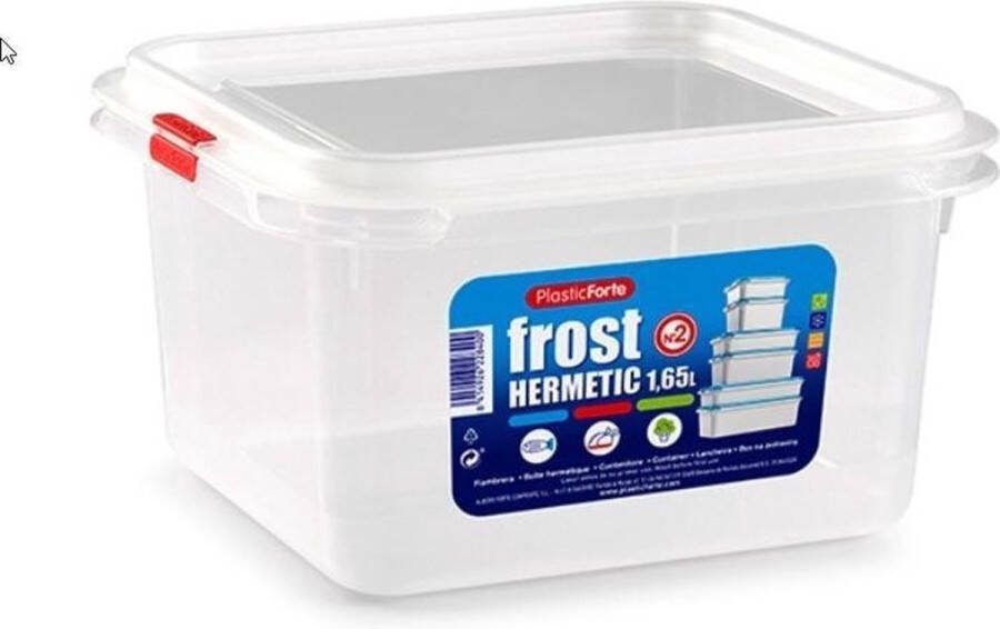 PLASTICFORTE 1x Diepvries Koelkast vershoudbakje met stevige deksel 1.65 liter 17 5 x 18 x 10 cm- Luchtdicht afgesloten