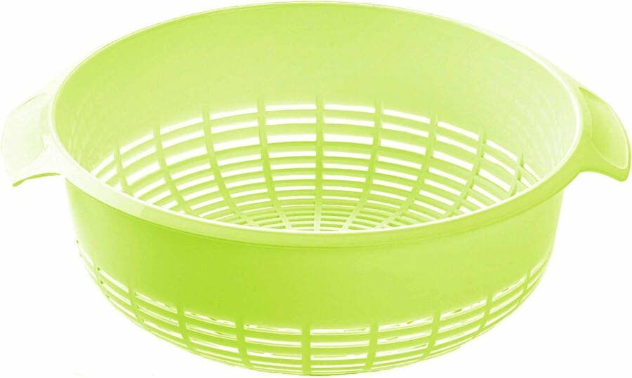 PLASTICFORTE 1x Kunststof vergiet groen 27 x 23 x 9 cm Laag model Plastic vergieten keuken accessoires