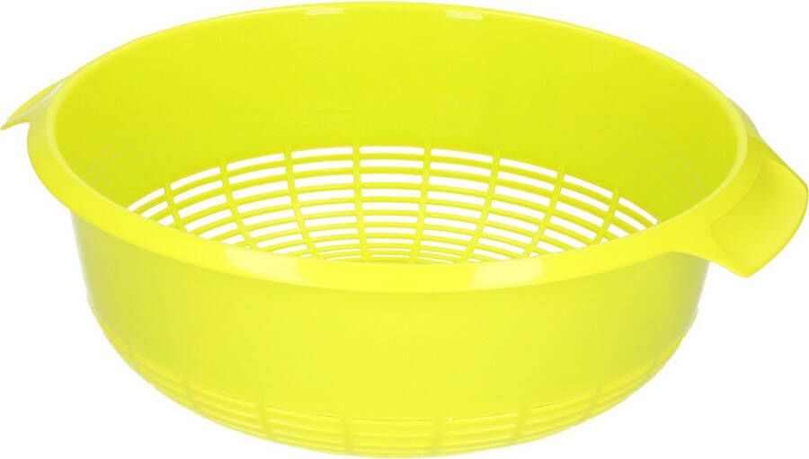 Forte Plastics 1x Kunststof vergiet groen 27 x 23 x 9 cm Laag model Plastic vergieten keuken accessoires