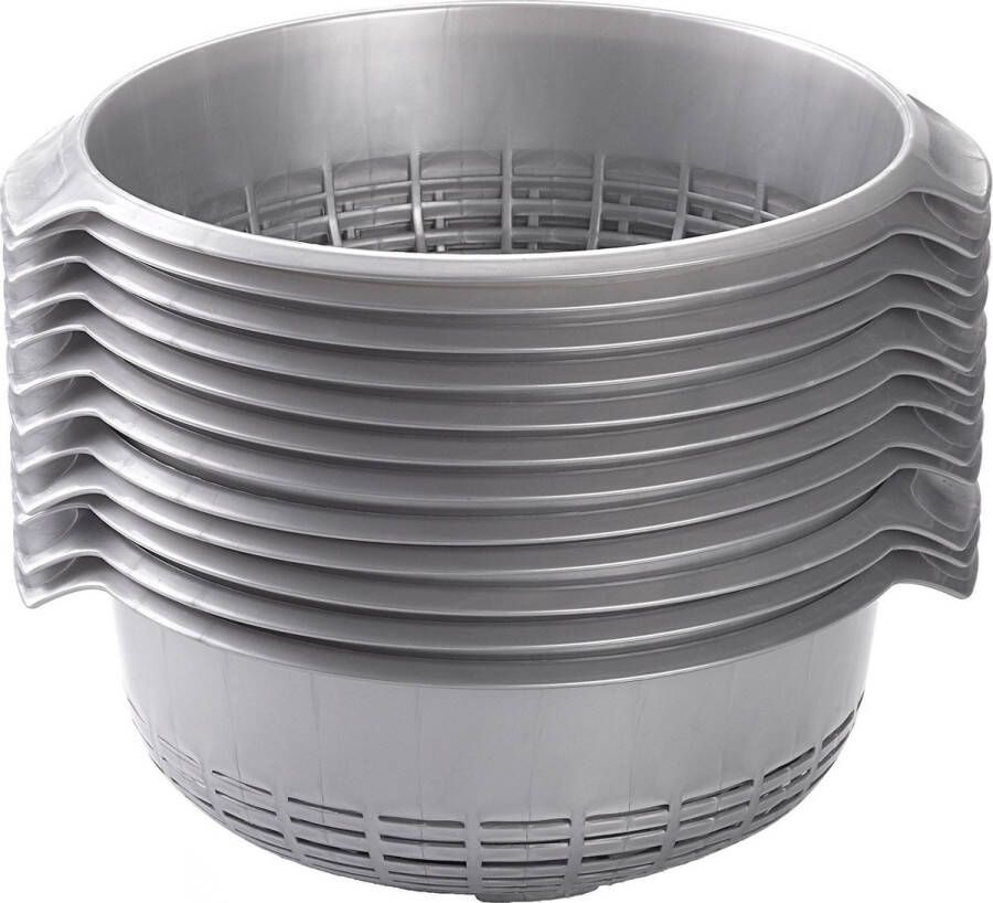 PLASTICFORTE 1x Kunststof vergiet zilver 27 x 23 x 9 cm laag model Plastic vergieten keuken accessoires