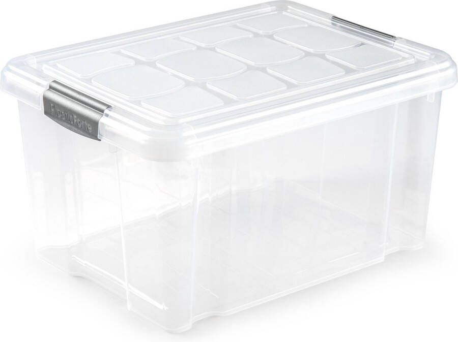 PLASTICFORTE 1x stuks Opslagbakken organizers met deksel 16 liter 40 x 30 x 21 cm transparant Opbergbakken