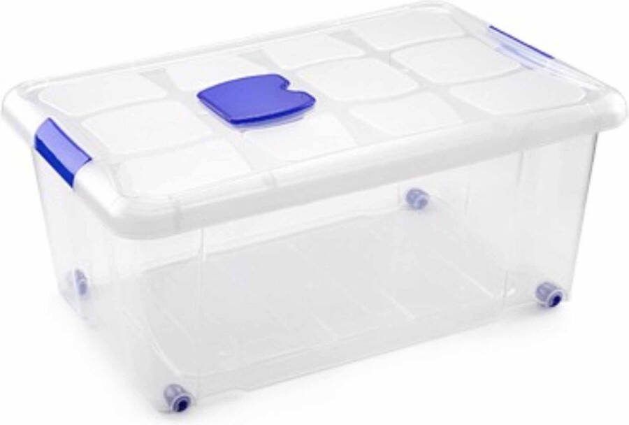 PLASTICFORTE 1x stuks Opslagbakken organizers met deksel 36 liter 59 x 40 x 25 cm transparant Opbergbakken