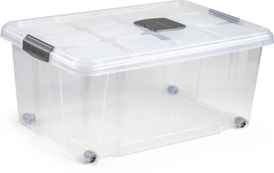 PLASTICFORTE 1x stuks Opslagbakken organizers met deksel 36 liter 59 x 40 x 25 cm transparant Opbergbakken