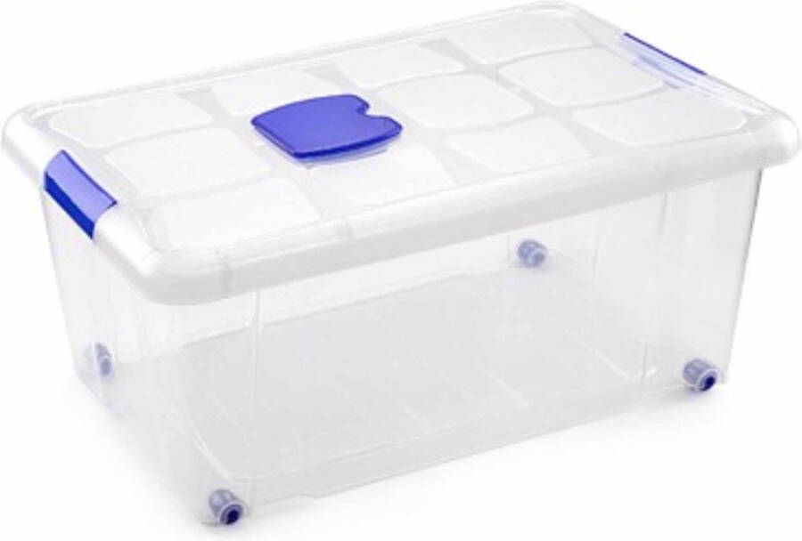 Forte Plastics 1x stuks Opslagbakken organizers met deksel 36 liter 59 x 40 x 25 cm transparant Opbergbakken