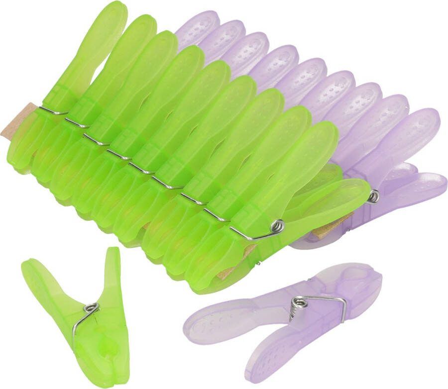 PLASTICFORTE 20x Grote wasknijpers wasspelden kunststof met metalen veer van 8.5 cm huishoudelijke en knijpers