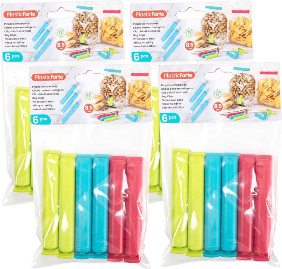 PLASTICFORTE 24x afsluitclips vershoudclips 8 cm keuken voedsel zakjes afsluiten Vershoudklemmen vershoudknijpers