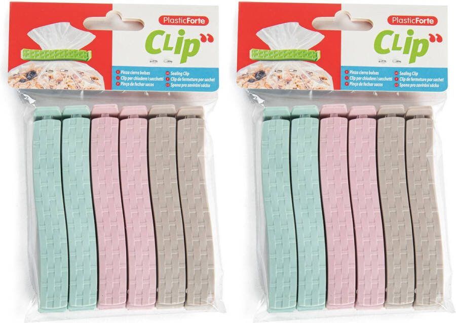 Forte Plastics 24x Gekleurde keuken afsluitclips vershoudclips 11 cm