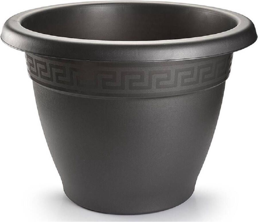 PLASTICFORTE 2x Antraciete plantenbakken bloempotten 30 cm Woon tuinaccessoires decoratie Ronde bloempotten plantenpotten voor binnen buiten