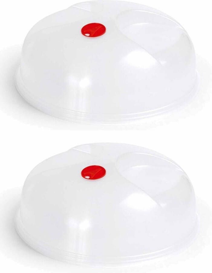 PLASTICFORTE 2x Keuken magnetrondeksel afdekschalen voor eten 24 cm wit keukenhulpmiddelen Magnetron afdekschalen deksels