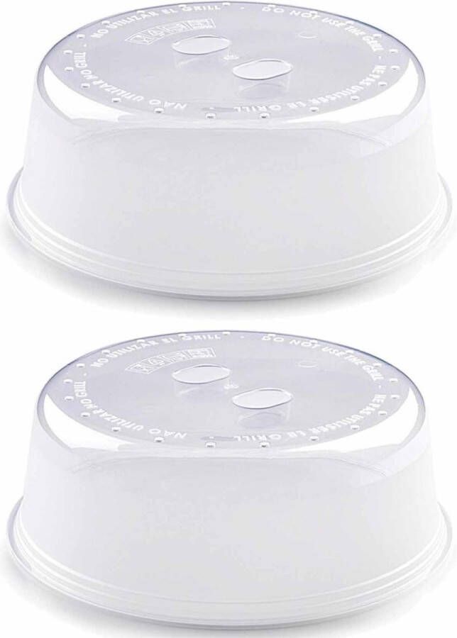 PLASTICFORTE 2x Keuken magnetrondeksel afdekschalen voor eten 27 cm wit keukenhulpmiddelen Magnetron afdekschalen deksels
