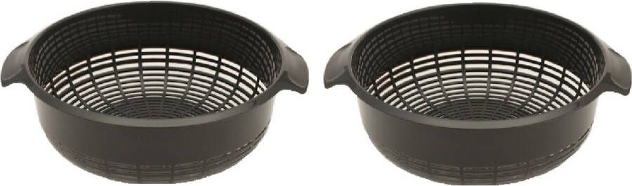 PLASTICFORTE 2x stuks 1x Kunststof vergiet antraciet grijs 37 x 23 x 9 cm Plastic vergieten keuken accessoires