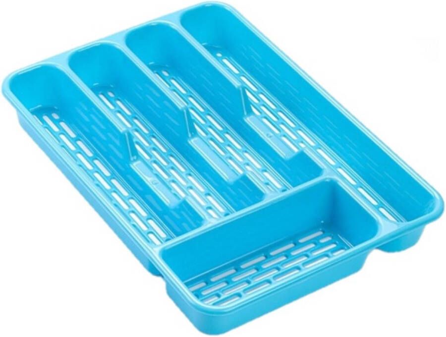 Forte Plastics 2x stuks bestekbakken bestekhouders 5-vaks blauw 24 x 24 x 4 cm Keuken opberg accessoires