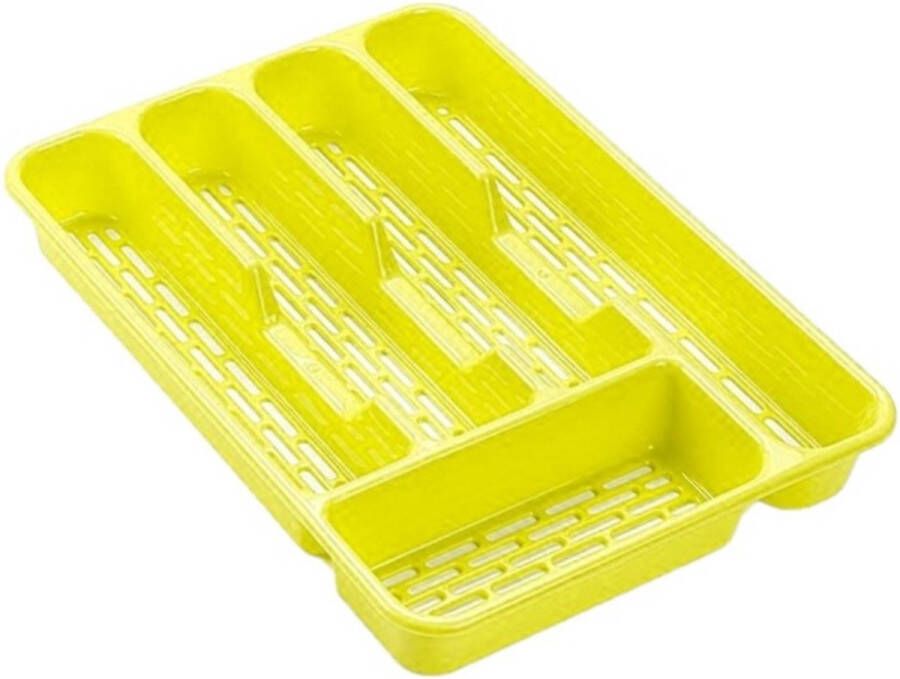 Forte Plastics 2x stuks bestekbakken bestekhouders 5-vaks lime groen 24 x 24 x 4 cm Keuken opberg accessoires