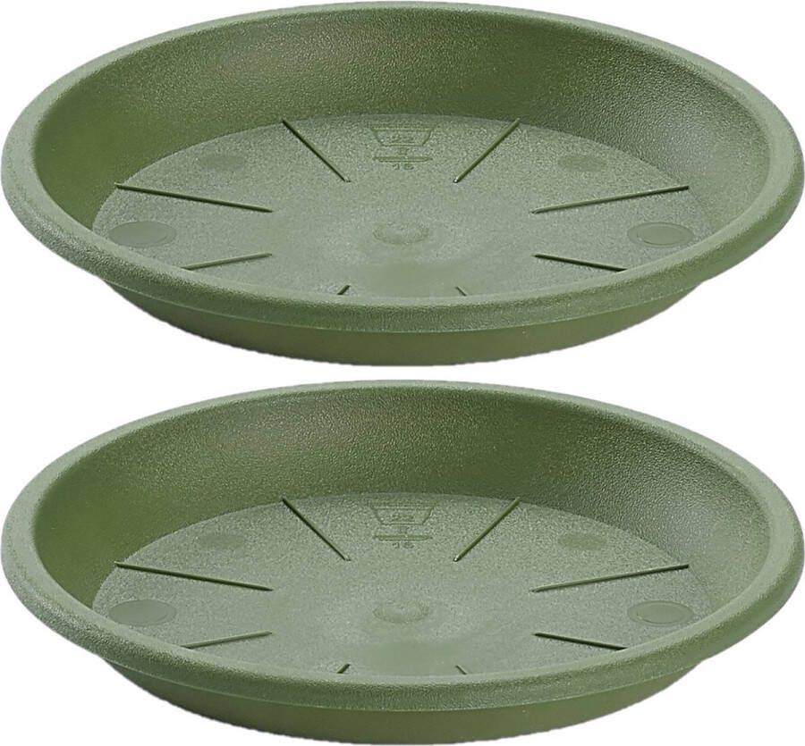 PLASTICFORTE 2x stuks opvangschaal onderbord Plantenpot donkergroen rond 30 cm Kunststof voor een pot van 40 cm diameter
