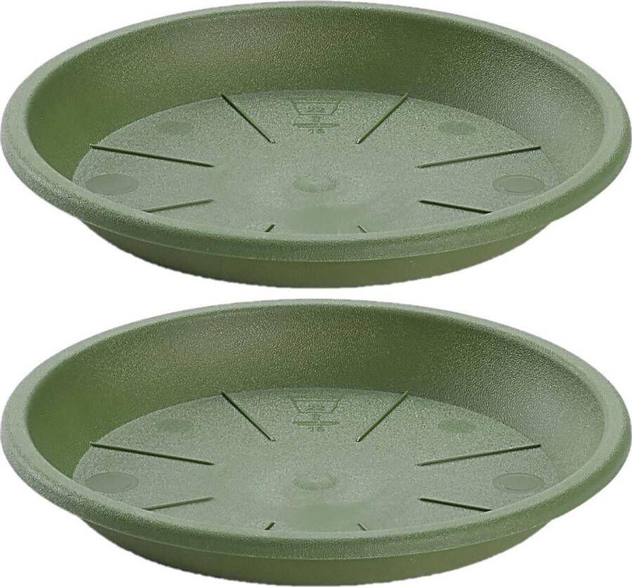 PLASTICFORTE 2x stuks opvangschaal onderbord Plantenpot donkergroen rond 32 cm Kunststof voor een pot van 40 45 cm diameter