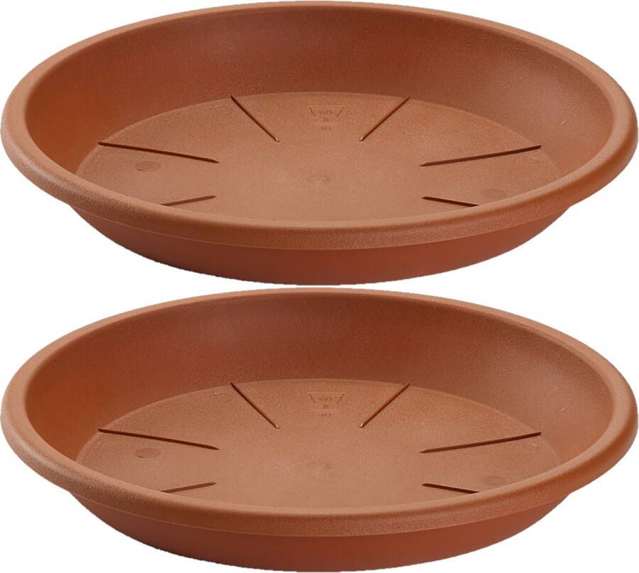 Forte Plastics 2x stuks opvangschaal onderbord Plantenpot terra cotta rond 32 cm Kunststof voor een pot van 40 45 cm diameter