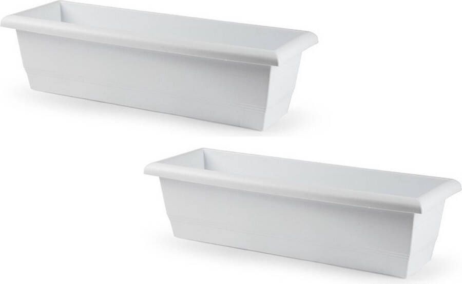 Forte Plastics 2x stuks plantenbak wit rechthoekig 60 x 20 x 16 cm Bloembakken plantenbakken voor binnen buiten