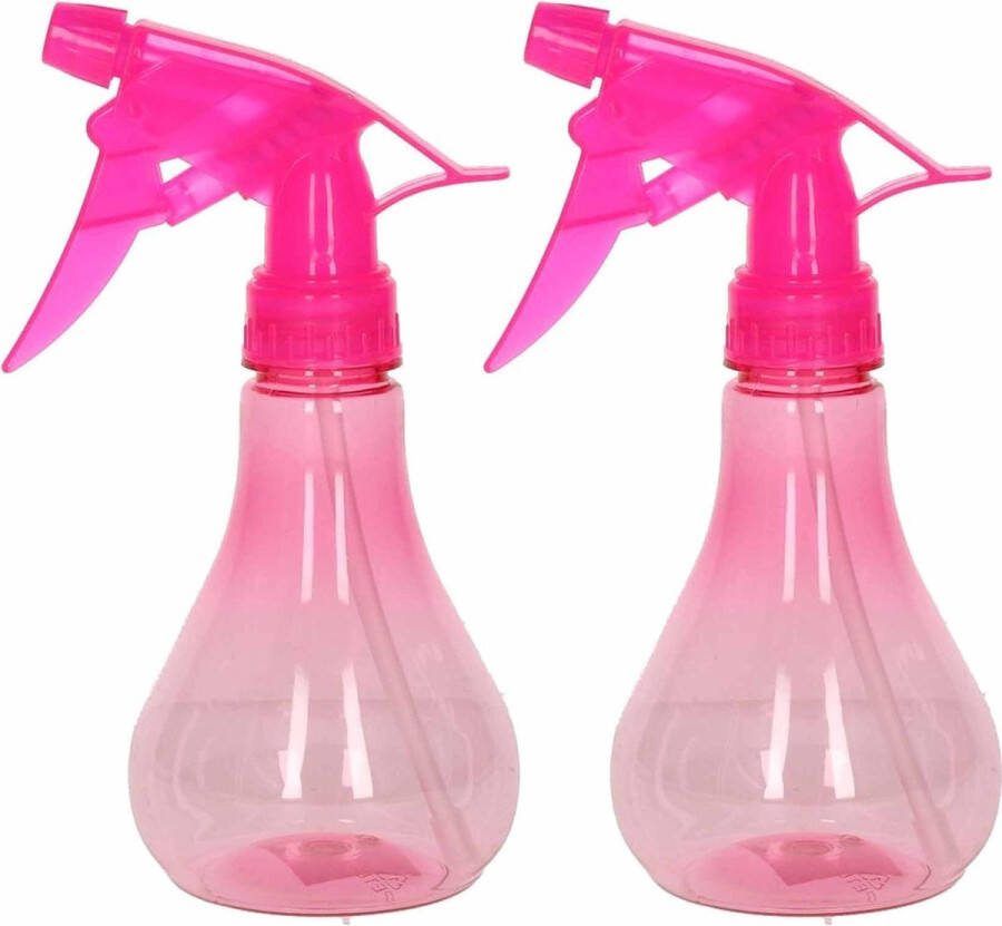 PLASTICFORTE 2x Waterverstuivers spuitflessen 250 ml roze Plantenspuiten schoonmaakspuiten