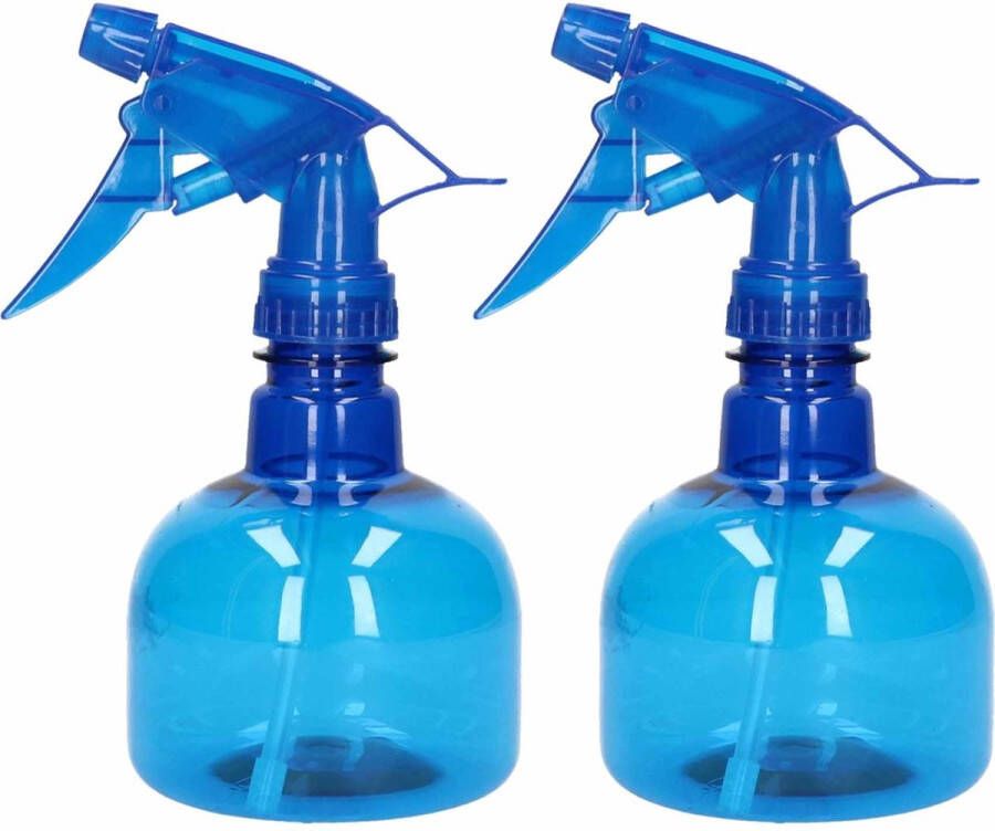 PLASTICFORTE 2x Waterverstuivers spuitflessen 330 ml blauw Plantenspuiten schoonmaakspuiten