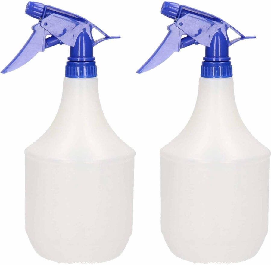 PLASTICFORTE 2x Waterverstuivers spuitflessen wit 1 liter 25 cm Plantenspuiten schoonmaakspuiten 2 stuks