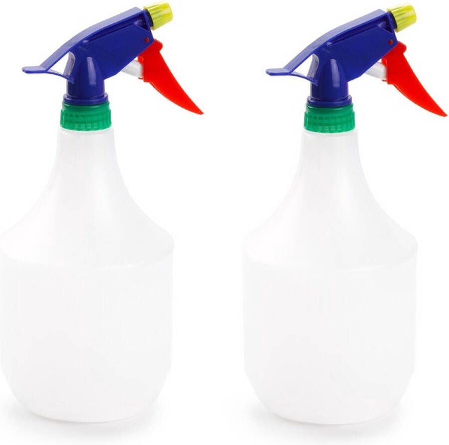 Forte Plastics 2x Waterverstuivers spuitflessen wit 1 liter 25 cm Plantenspuiten schoonmaakspuiten 2 stuks.