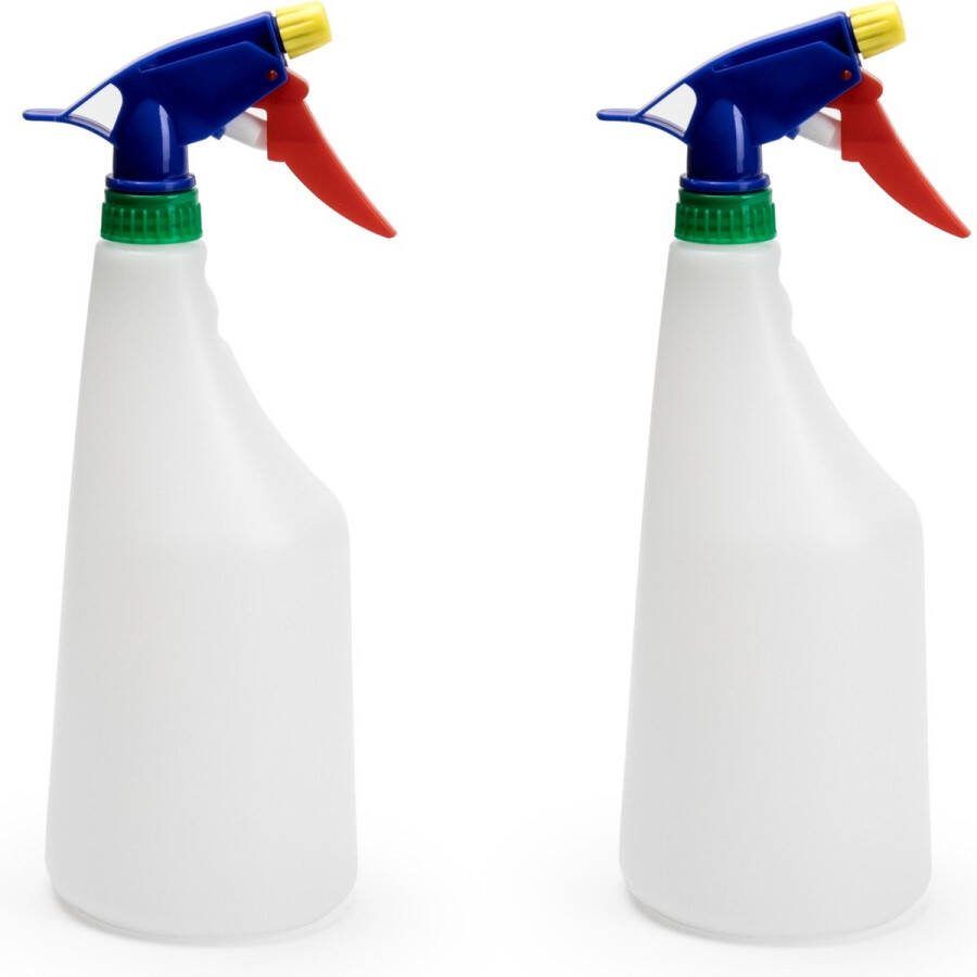 PLASTICFORTE 2x Waterverstuivers spuitflessen wit 1 liter 28 cm Plantenspuiten schoonmaakspuiten 2 stuks