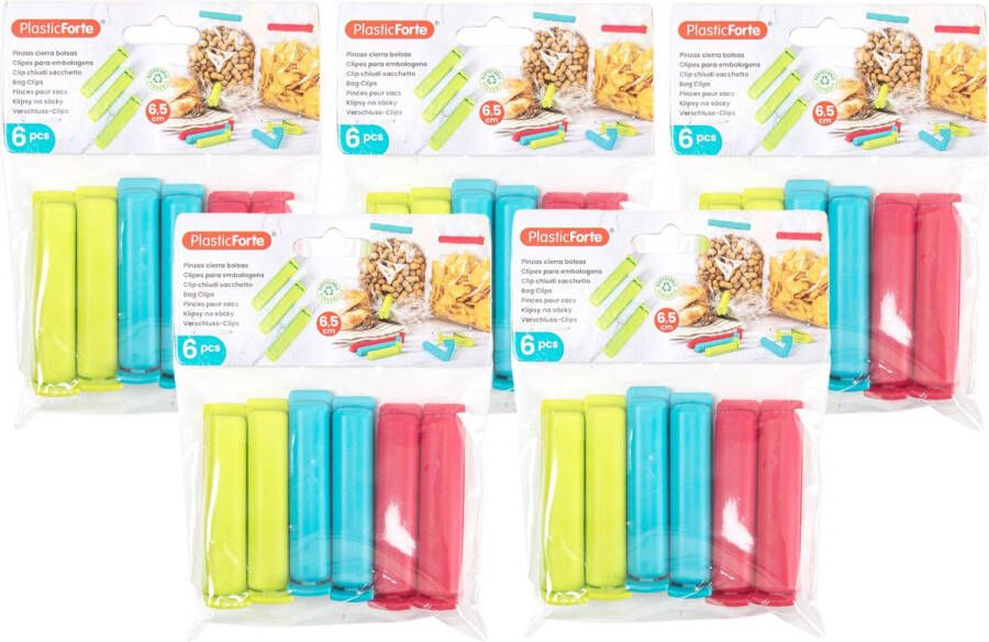 PLASTICFORTE 30x afsluitclips vershoudclips 6 cm keuken voedsel zakjes afsluiten Vershoudklemmen vershoudknijpers