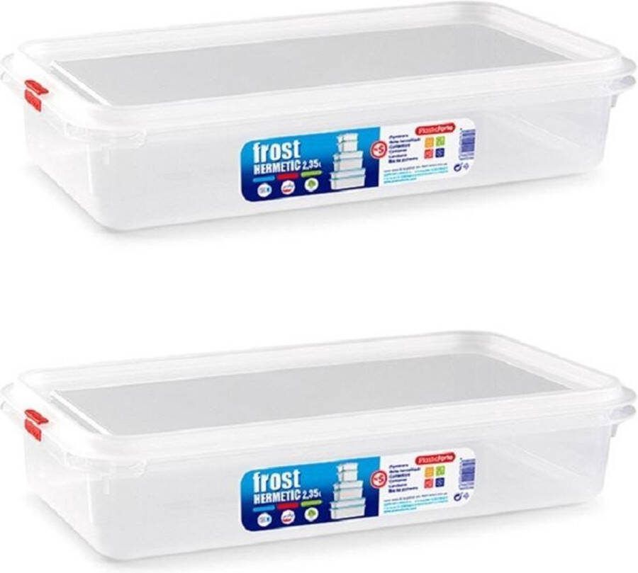 PLASTICFORTE 3x Diepvries koelkast vershoudbakje met stevige deksel 2.35 liter 32 5 x 18 x 6 7 cm- Luchtdicht afgesloten