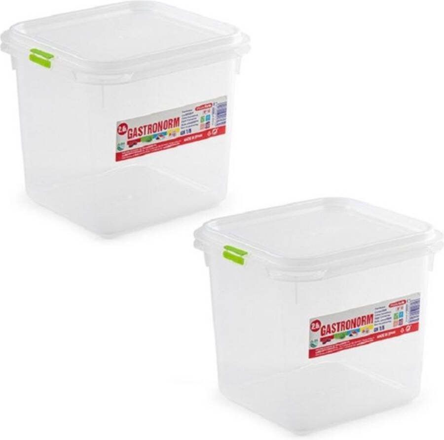 PLASTICFORTE 3x Diepvries koelkast vershoudbakje met stevige deksel 2.6 liter 16 x 17 8 x 16 cm- Luchtdicht afgesloten