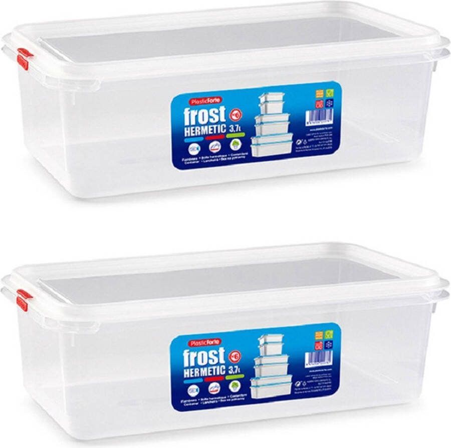 PLASTICFORTE 3x Diepvries koelkast vershoudbakje met stevige deksel 3.7 liter 32 5 x 18 x 10 3 cm- Luchtdicht afgesloten