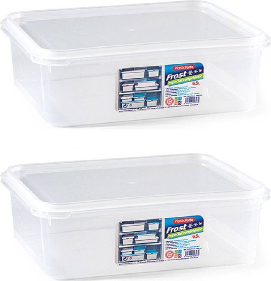 PLASTICFORTE 3x Diepvries koelkast vershoudbakje met stevige deksel 6.5 liter 32 5 x 26 5 x 10 5 cm- Luchtdicht afgesloten