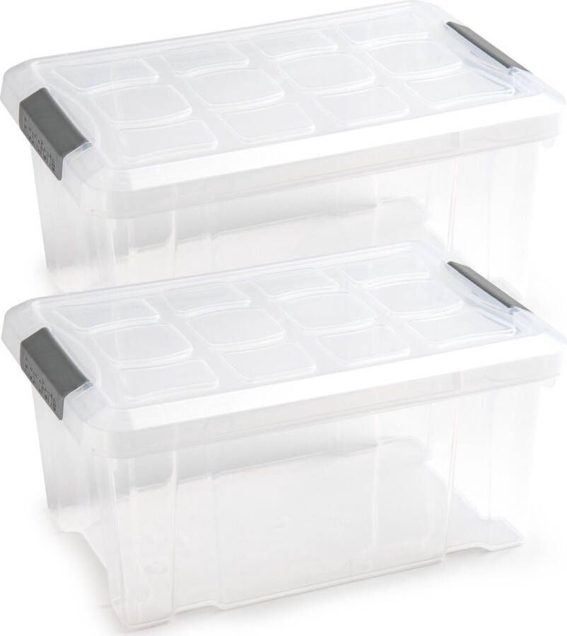 PLASTICFORTE 3x stuks Opslagbakken organizers met deksel 5 liter 29 x 19 x 14 cm transparant Opbergbakken