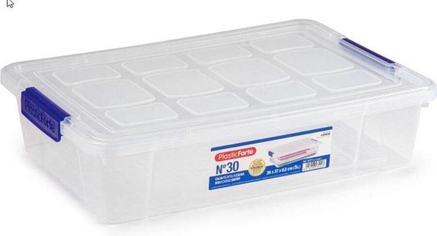 PLASTICFORTE 3x stuks opslagbak organizer met deksel 5 liter transparant Opbergbakken 26 x 40 x 8 5 cm
