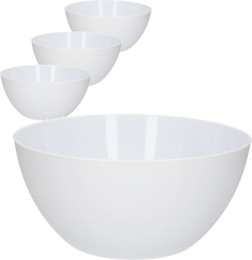 PLASTICFORTE 4x Grote serveerschalen kommen wit 25 cm Sla salade serveren Schalen kommen van kunstsof Keukenbenodigdheden