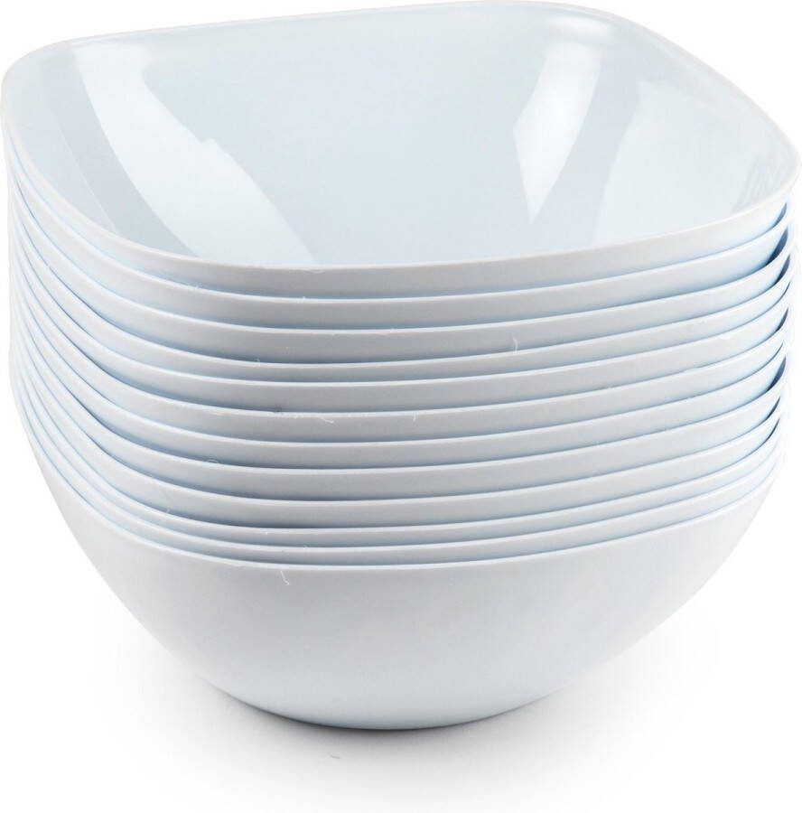PLASTICFORTE 8x Schalen schaaltjes vierkant wit 4 8 l Horeca tafelaccessoires Salade sla snacks serveren Herbruikbare schalen kommen van plastic Keukenbenodigdheden
