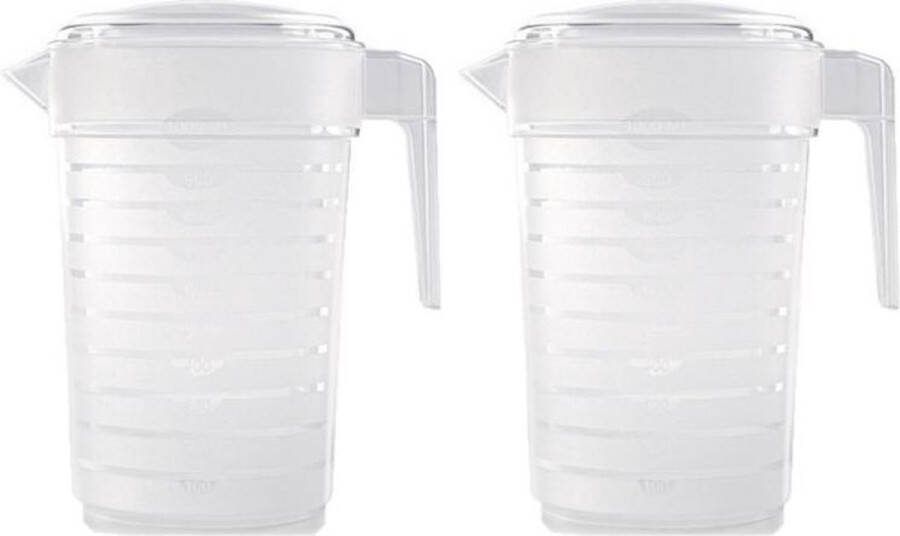 PLASTICFORTE 5x stuks kunststof schenkkannen waterkannen van 2 liter 2000 ml Feest party zomer