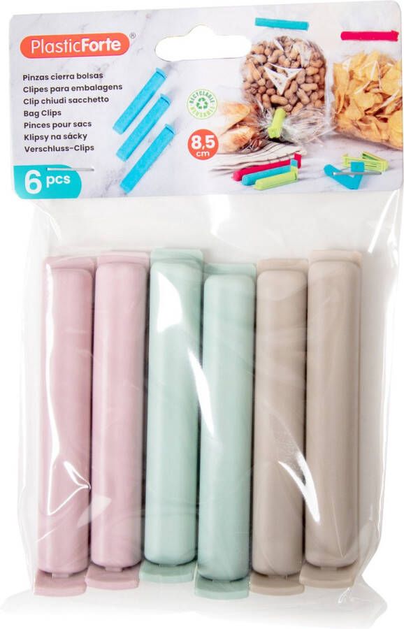 PLASTICFORTE 6x afsluitclips vershoudclips 8 cm keuken voedsel zakjes afsluiten Vershoudklemmen vershoudknijpers