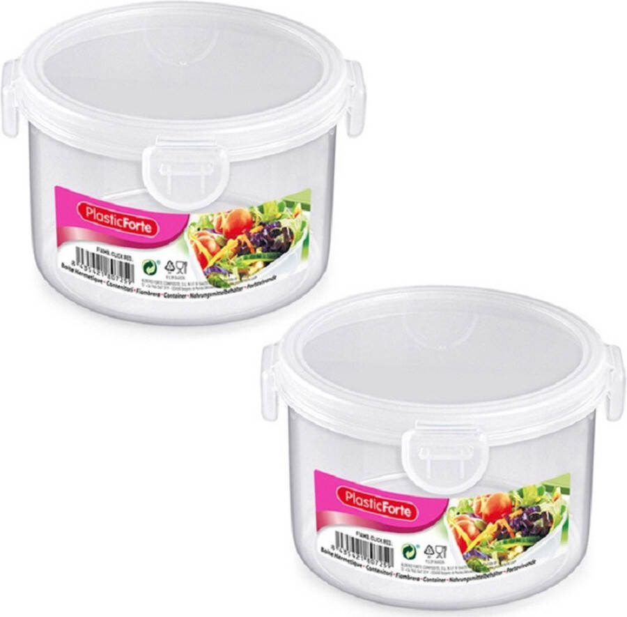 Forte Plastics 8x stuks ronde diepvries koelkast voedsel opslagbakje met stevige klik-deksel 1600 ml 18 x 18 x 9 5 cm