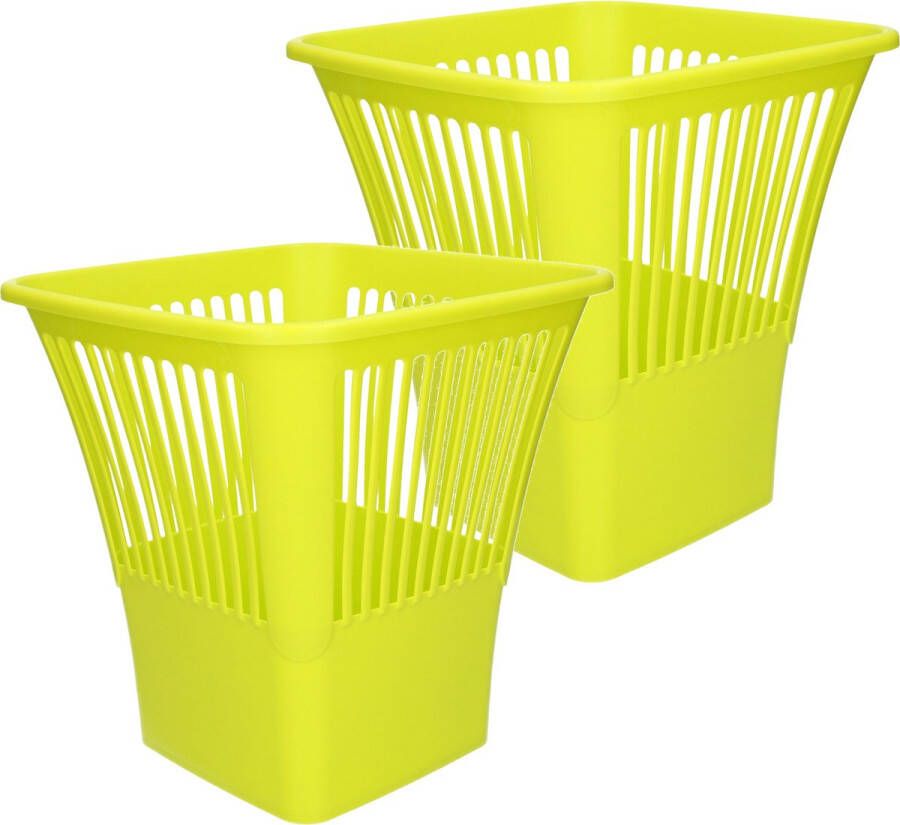 Forte Plastics Plasticforte Afvalbak vuilnisbak kantoor prullenbak 2x stuks plastic groen 30 cm Prullenmanden