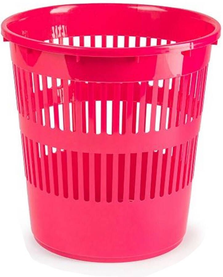Forte Plastics Plasticforte Afvalbak vuilnisbak kantoor prullenbak plastic fuchsia roze 28 cm Prullenmanden