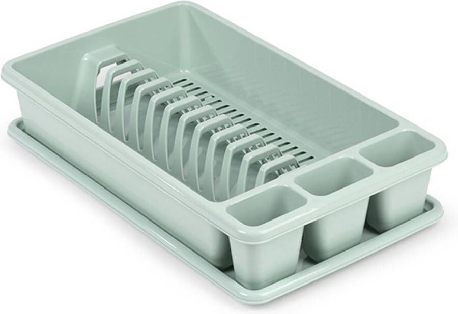 Forte Plastics Afwas afdruiprek groen kunststof 45 x 26 x 9 cm Afwassen drogen met lekbak