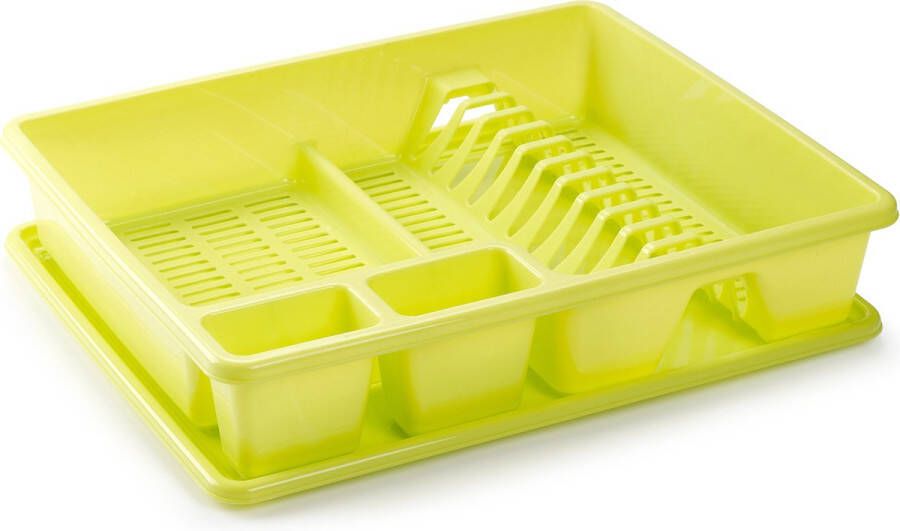 Forte Plastics Plasticforte Afwas afdruiprek groen kunststof 48 x 38 x 9 cm met lekbak huis camping Afdruiprekken