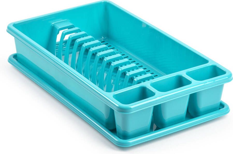 Forte Plastics Plasticforte Afwas afdruiprek met lekbak turquoise blauw kunststof 45 x 26 x 9 cm Afdruiprekken