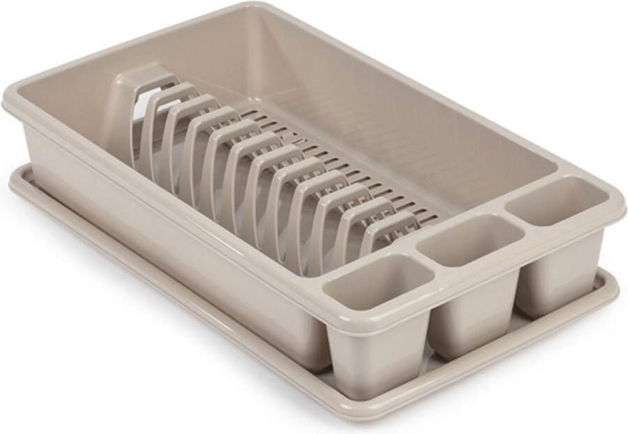 Forte Plastics Afwas afdruiprek taupe kunststof 45 x 26 x 9 cm Afwassen drogen met lekbak