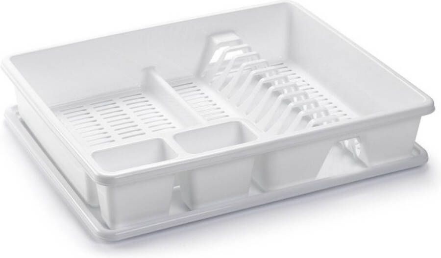 Forte Plastics PlasticForte Afwas afdruiprek wit kunststof 48 x 38 x 9 cm met lekbak huis camping Afdruiprekken