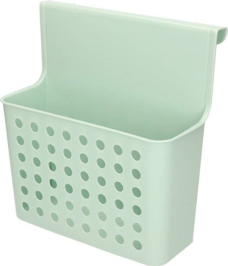 PLASTICFORTE Badkamer keuken hang opbergmandjes organizers mintgroen 26 x 24 cm Hangmandjes kastmandjes