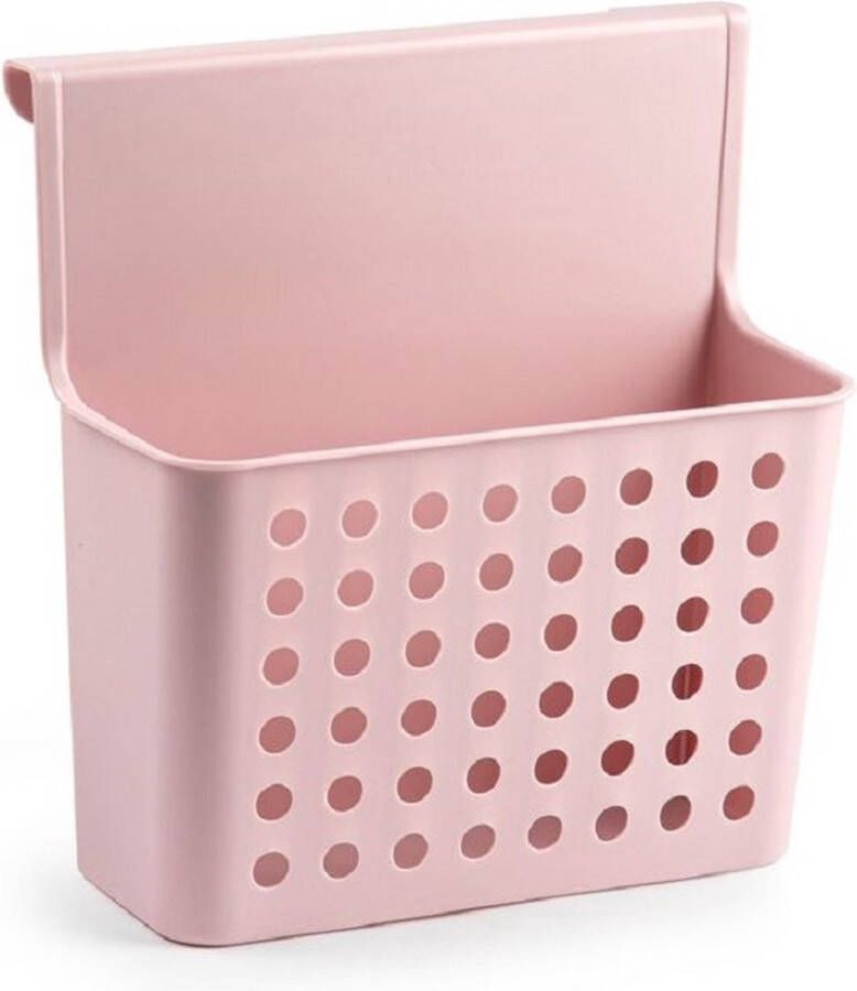 Forte Plastics Badkamer keuken hang opbergmandjes organizers roze 26 x 24 cm Hangmandjes kastmandjes