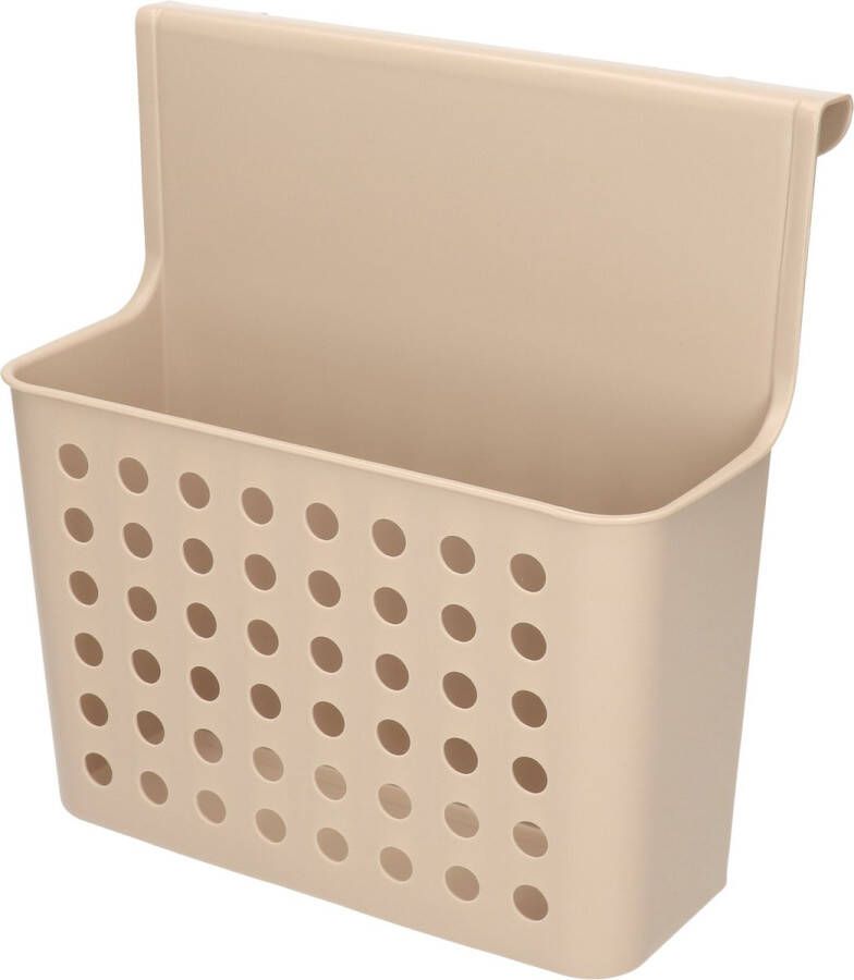 Forte Plastics Badkamer keuken hang opbergmandjes organizers taupe 26 x 24 cm Hangmandjes kastmandjes