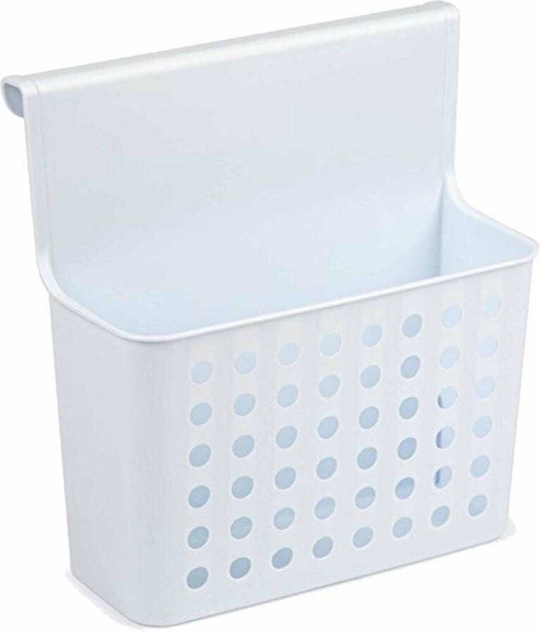 PLASTICFORTE Badkamer keuken hang opbergmandjes organizers wit lichtblauw 26 x 24 cm Hangmandjes Kastmandjes
