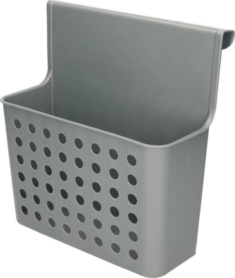 PLASTICFORTE Badkamer keuken hang opbergmandjes organizers zilver 26 x 24 cm Hangmandjes kastmandjes